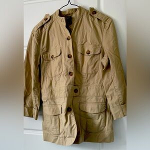NY Collection Beige Button-Up Jacket with embroidery on back